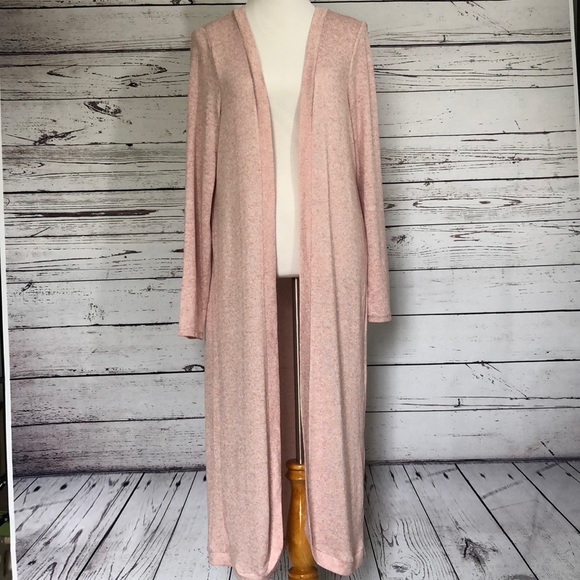 long pink sweater duster